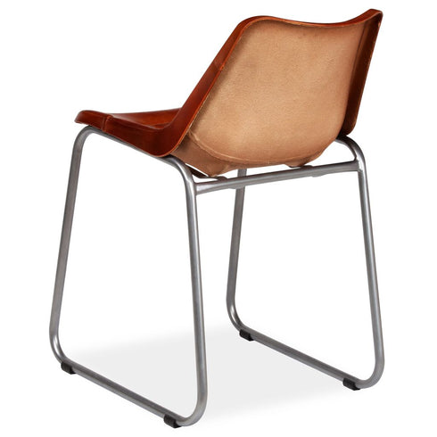 Swen Studio -  Dining Chairs 6 pcs Brown Real Leather